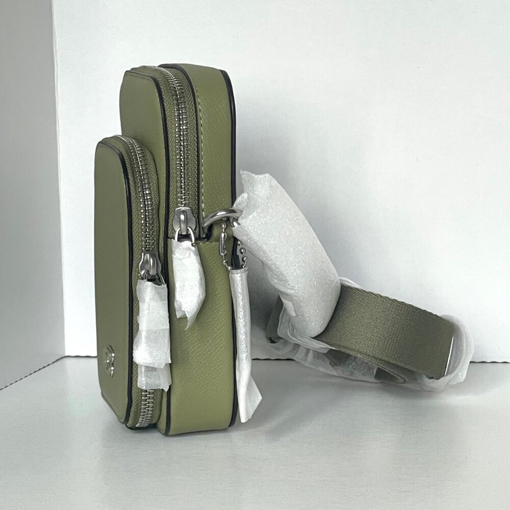 Coach Phone Crossbody Bag CP272 Crossgrain Leather Moss Pockets Unisex ORGPKG - Picture 5 of 12
